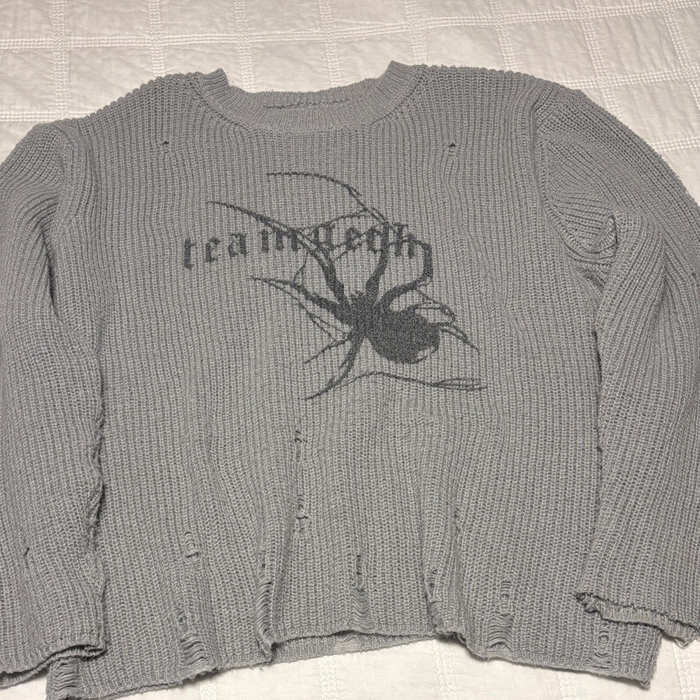 Gray Sweater with Graphic Design